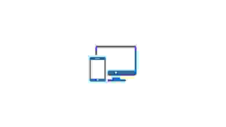 Blue Icon of a Mobile Phone and Computer Screen