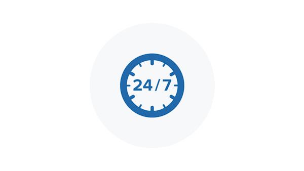 Blue Icon of 24 hours a Day 7 Days a Week